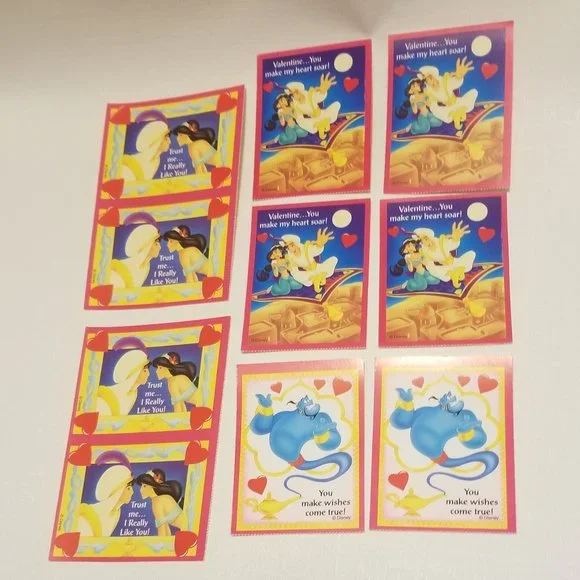 17 vtg Disney valentines- Aladdin, Cinderella, Mickey - Picture 3 of 12